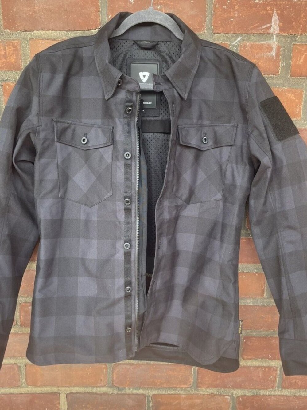 Share Rev'It Bison FSO006 SeeSmart Motorcycle Overshirt Jacket Black Gray Sz S
